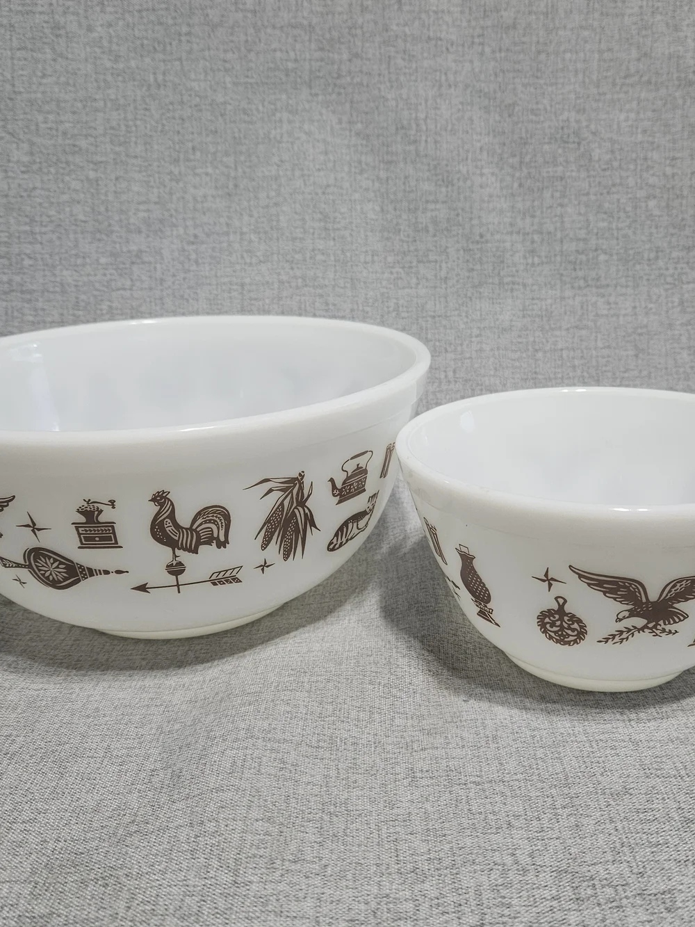 Pyrex White Milk Glass Bowl with Embossed Logo Eagle Farmhouse 401 & 403